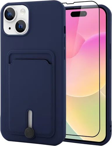 Vista 52 de MZELQ Cartera de TPU Compatible con Funda iPhone 12, Portarjetas Protección de Cámara Cubierta + Protector de Pantalla, Ranura Empujable para Niñas