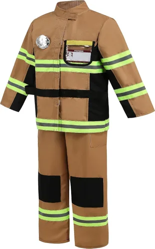 Vista 2 de yolsun disfraz de bombero para niños y niñas, 7piezas