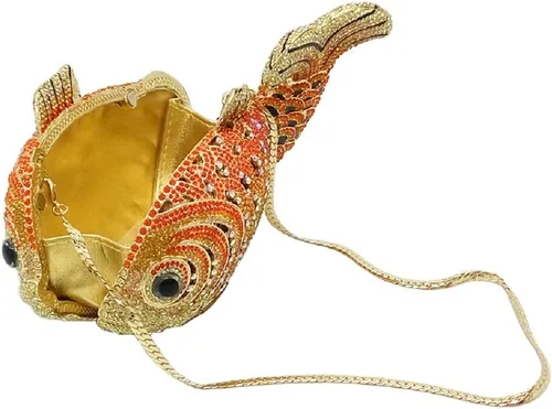 Vista 6 de Boutique De FGG Bolsos de mano con diamantes de imitación de pescado para mujer, bolsos formales de noche, bolso de graduación, boda, fiesta, bolsa