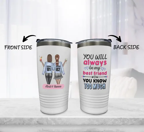 Vista 4 de Vaso de acero inoxidable personalizado con tapa (20 onzas)