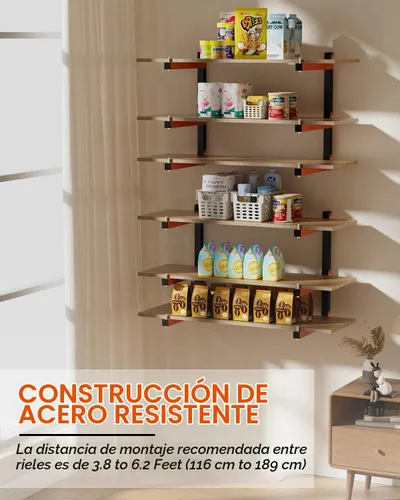 Vista 4 de Estante de almacenamiento de madera, resistente paquete de 6 estantes