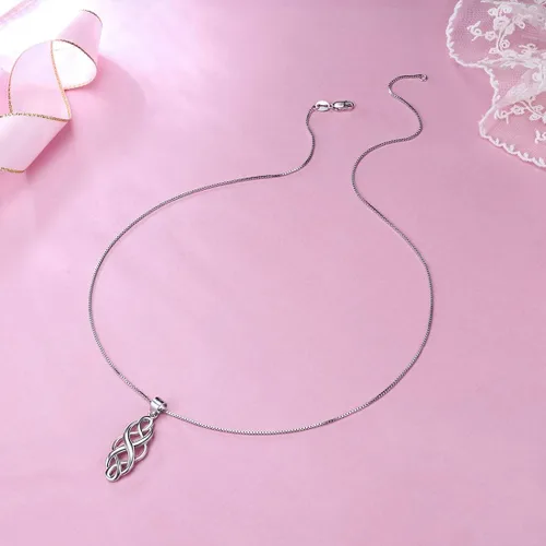 Vista 4 de GOXO Collar con colgante de cruz de nudo celta pulido de buena suerte para mujer