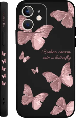 Vista 8 de LEECG Funda para iPhone 12 Mini, diseño creativo con estampado floral, funda antiarañazos de microfibra suave, funda de silicona líquida para Negro