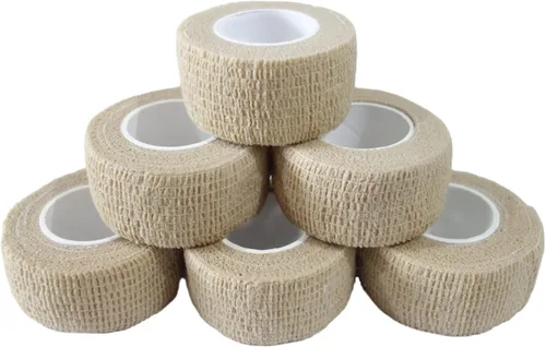 Vista 8 de Paquete de 6 vendajes autoadhesivos de 1 pulgada x 5 yardas, transpirable, cohesivo para mascotas, cinta elástica autoadhesiva para deportes, Negro