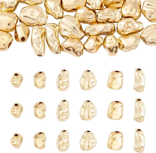 Vista 16 de Craftdady 50 cuentas redondas planas chapadas en oro de 18 quilates de latón galvanizado de 0.394 pulgadas para hacer joyas agujero: 0.059 pulgadas