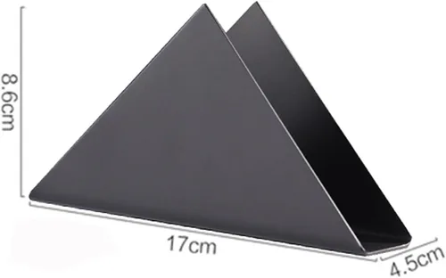 Vista 2 de Servilletero triangular de acero inoxidable – Moderno soporte de toalla de papel de metal para restaurantes cepillado 430 acero inoxidable
