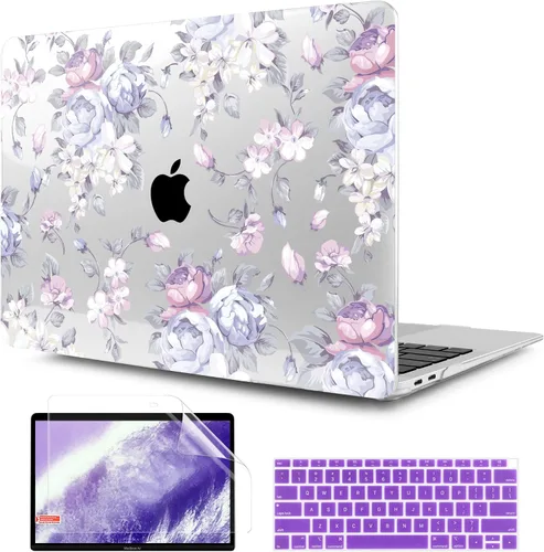 Vista 34 de TWOLSKOO Funda para MacBook Air de 13,3 pulgadas (versión antigua 2018-2021, modelos: M1 A2337, A2179, A1932) - Carcasa rígida con protector de Flor