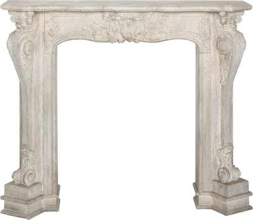Vista 3 de Creative Co-Op - Mantel decorativo de madera para chimenea, color crema envejecida
