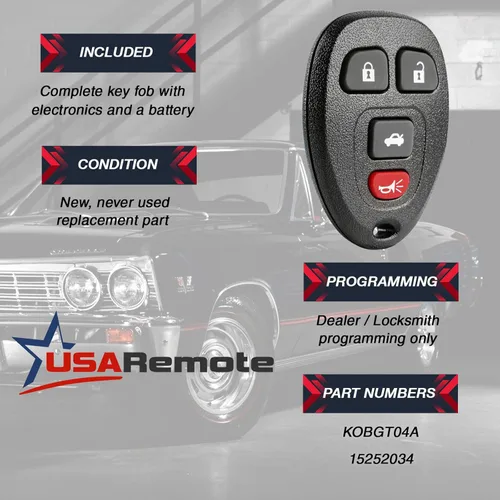 Vista 4 de Llavero de entrada sin llave para llavero compatible con Chevy Cobalt Malibu/Buick Allure Lacrosse/Pontiac G5 G6 Grand Prix Solstice/Saturn Aura Sky