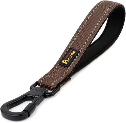 Vista 27 de PLUTUS PET Correa corta para perro, mango acolchado de nailon reflectante, correa de tráfico fuerte con clip de mosquetón, perfecta para perros Beige