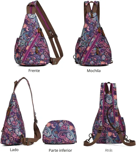 Vista 9 de KL928 Mochila de Lona Tipo Bandolera - Mochila Cruzada Pequeña para Hombro, Mochila Informal Diurna, Mochila para Hombre y Mujer (Versión Grande)
