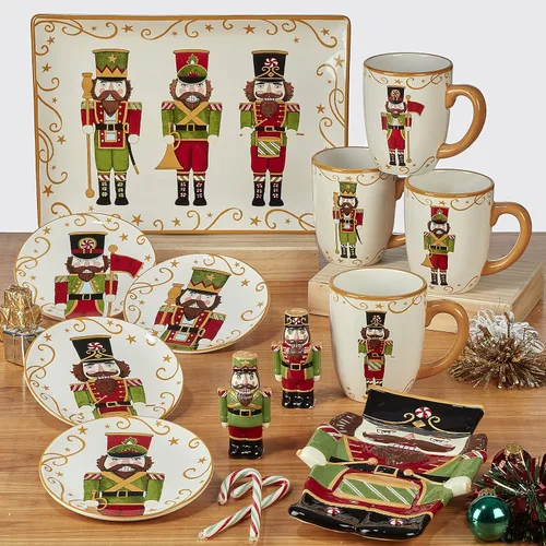 Vista 7 de Certified International Holiday Magic Nutcracker - Juego de 4 platos de postre/ensalada de 9 pulgadas, multicolor, mediano, juego de 4