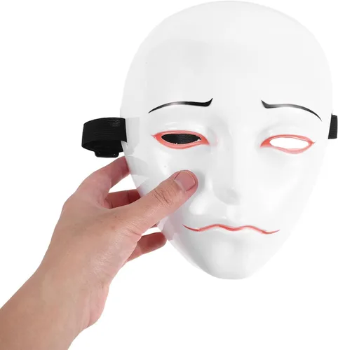 Vista 4 de Costume Mask Pvc Material White Full Face for Adults with Soft Inner Lining and Comfortable Fit for Role Playing and Themed Parties