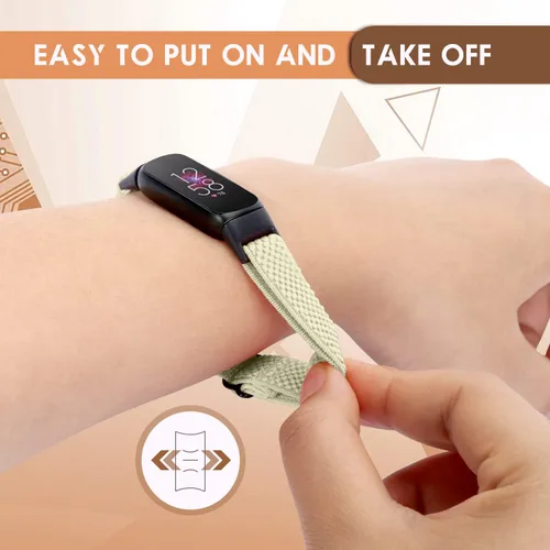 Vista 5 de enkic Bandas elásticas de nailon solo compatibles con correas Fitbit Luxe para mujeres y hombres, correa deportiva transpirable ajustable