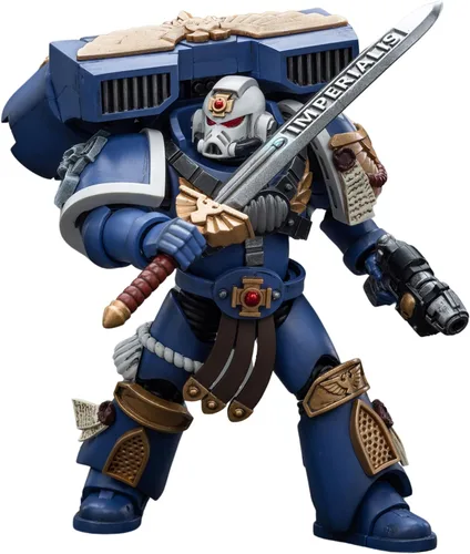 Vista 2 de JOYTOY Warhammer 40,000 Figura de acción Ultramarines Vanguard Veteran Sergeant Collection modelo de anime, 1/18 Warhammer 40K, 4 pulgadas, unisex