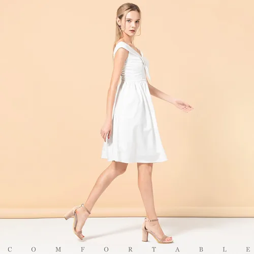 Vista 5 de Ankis Tacones de plataforma cerrados para mujer, tacones negros para mujer, punta redonda cerrada, zapatos de tacón grueso, 4 pulgadas