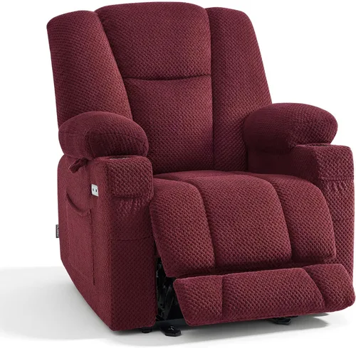 Vista 17 de MCombo Zero Gravity Silla Reclinable Eléctrica con Masaje de Calor y Vibración, Silla Reclinable con Puertos USB y Tipo C, Portavasos para Sala