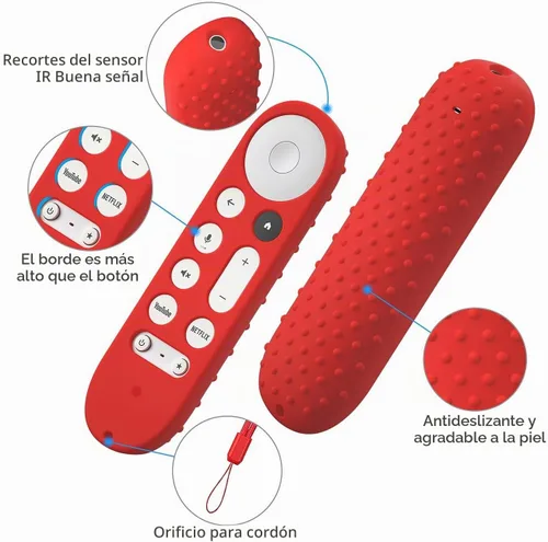 Vista 3 de Funda de silicona para Google TV Streamer 4K Google TV (4K) Voice Remote 2024 Funda de silicona antideslizante (rojo)