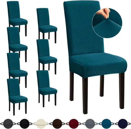Vista 68 de Sufdari Juego de 4 fundas para sillas de comedor, color beige, antideslizantes, de elastano, elásticas, para comedor, hotel (Grande)