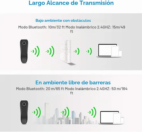 Vista 4 de Mini escáner de código de barras compatible con Bluetooth, lector de código de barras portátil de NETUM 1D CCD Bar Code Scanner, 2.4G Cordless