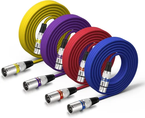 Vista 8 de EBXYA Cable XLR de 2 pies, paquete de 10 unidades, 3 pines, cable de micrófono XLR equilibrado macho a hembra, adecuado para mezclador de audio 10