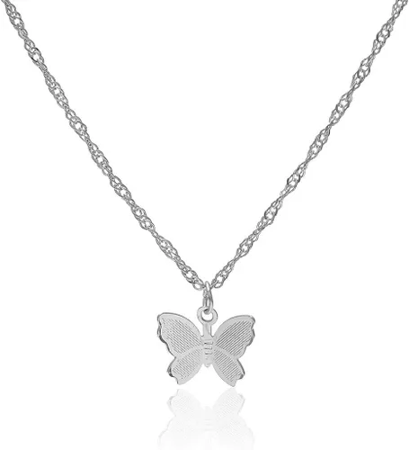 Vista 5 de Juego de collar de mariposa y pendientes de cadena con colgante de aro para mujer y niña