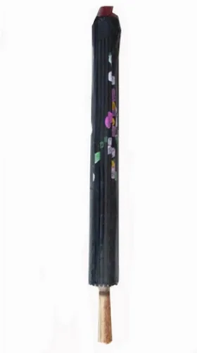Vista 2 de Sombrilla JapanBargain estilo chino y japonés de 22 pulgadas de diámetro Negro
