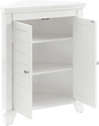 Vista 5 de Crosley Furniture Lydia - Armario de almacenamiento esquinero y organizador de baño con estantes, color blanco
