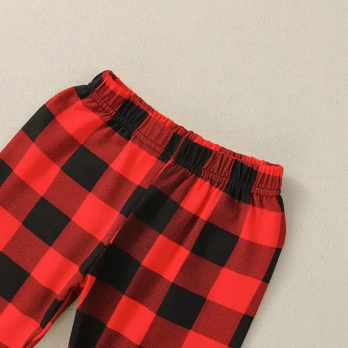 Vista 6 de Conjunto de ropa de Navidad para bebé-niña-otoño-invierno rojo y negro a cuadros