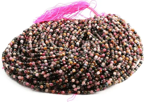 Vista 8 de Cuentas de turmalina, cuentas sueltas facetadas de piedras naturales para hacer joyas, pulseras, collares, tamaño 0.138 in, 2 hebras por paquete