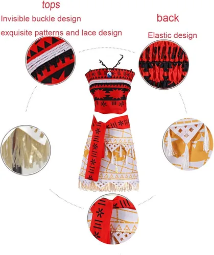 Vista 4 de Conjunto de falda de princesa para mujer y niña con collar, disfraz de cosplay