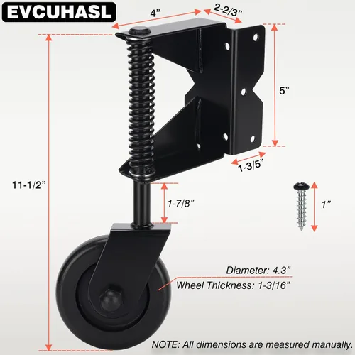 Vista 2 de Rueda de puerta de madera resistente – Kit de ruedas giratorias de 360 grados para exteriores o puerta rodante, 4-1/2 pulgadas, capacidad de 220