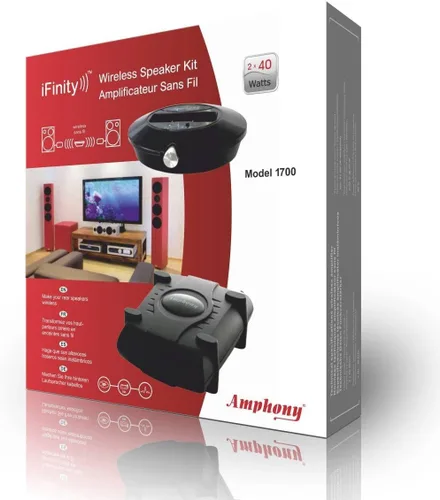 Vista 3 de Kit de altavoces inalámbricos 1700 con un amplificador inalámbrico, 2 x 40 vatios, rango de 300 pies