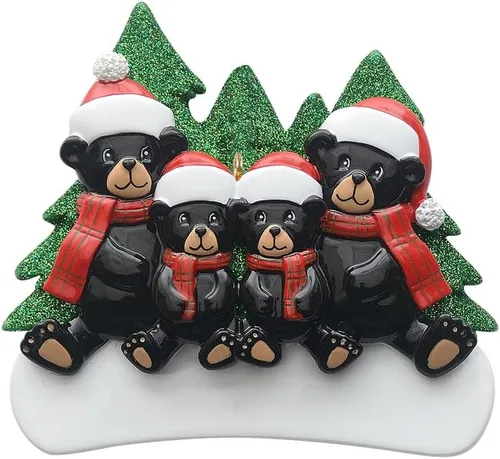 Vista 12 de Adorno personalizado de oso negro 2025 – Decoración de árbol de Navidad de familia de 2, animal del bosque, adorno de nuestra primera Navidad juntos