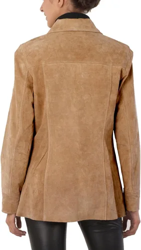 Vista 3 de BGSD Abrigo de cuero de gamuza para mujer (regular, talla grande y pequeña)