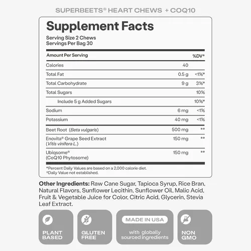 Vista 8 de humanN SuperBeets Heart Chews Advanced - 100mg de CoQ10 Plus Extracto de Remolacha y Extracto de Semilla de Uva, 60