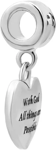 Vista 3 de CharmSStory Abalorio de cruz religiosa de corazón cristiano para pulseras europeas