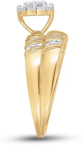 Vista 4 de Juego de 3 anillos de compromiso de matrimonio a juego de 3 anillos de compromiso para hombres y mujeres de dos tonos amarillo y blanco de 10
