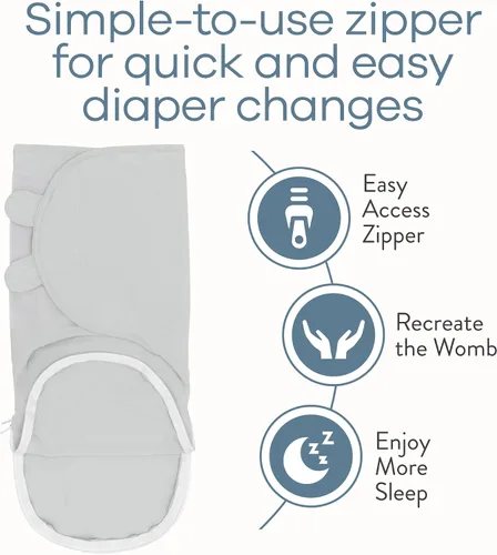 Vista 6 de Comfy Cubs Saco de dormir fácil ajustable con cremallera de fácil acceso y paños de muselina para eructos, paquete grande