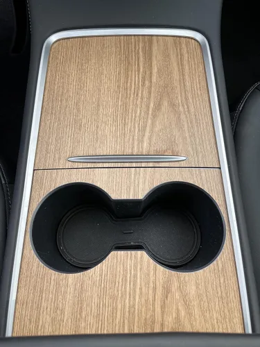 Vista 4 de Oznium X - Envoltura de vinilo para consola central para Tesla Model 3 e Y, estilo madera 2021
