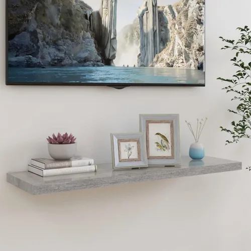 Vista 185 de Estante flotante de pared, estante decorativo montado en la pared, estante colgante con soportes invisibles para decoración de baño/sala de Negro