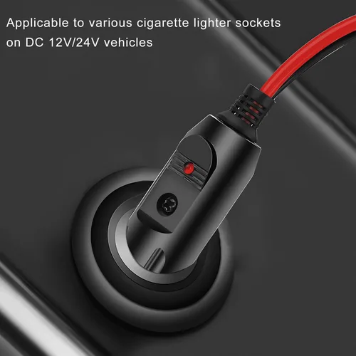 Vista 6 de Enchufe macho para encendedor de cigarrillos fusionado, adaptador de enchufe de encendedor de cigarrillos de 12 V 24 V con cables y luz LED, kit