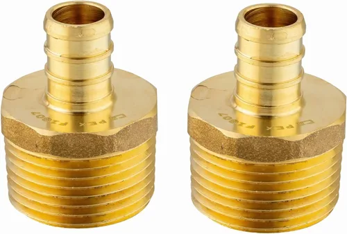 Vista 14 de 2 piezas Pex Barb Crimp accesorios de latón adaptador macho NPT de 1 pulgada x 1 pulgada ASTM F1807,Para agua potable PEX1807022(2)
