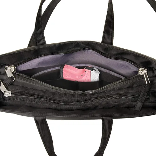 Vista 5 de Allen Company Bolso cruzado casual para niñas con pistolas de aventura bolso de transporte oculto con bloqueo bolso ambidiestro negro