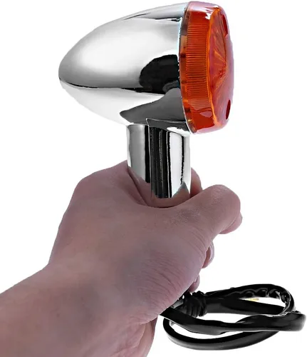Vista 6 de Indicador de señal de giro para motocicleta, luces ámbar cromadas, bala delantera y trasera, compatible con Honda Fury Interstate Nighthawk Rebel