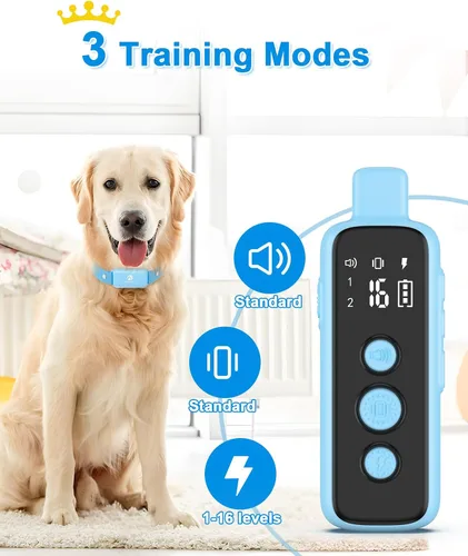 Vista 2 de Bousnic Collar de Choque para Perros - Collar de Entrenamiento Eléctrico para Perros, Impermeable, Recargable con Control Remoto para Perros