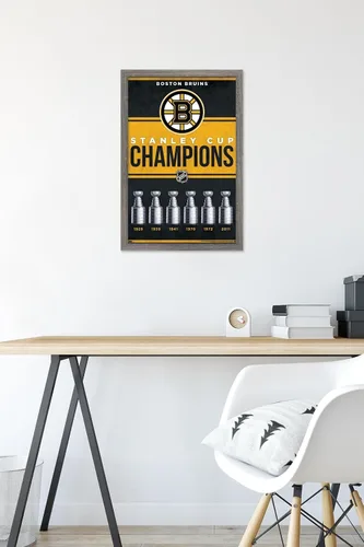 Vista 6 de Trends International NHL Boston Bruins - Champions 23 Wall Poster, 22.4L x 14.7W, Barnwood Framed Version