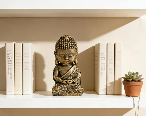Vista 6 de Estatua de Buda para bebé, decoración de interior, 8 pulgadas, de resina, oración, estatua de Buda espiritual, decoración de habitación, regalos zen