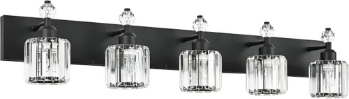 Vista 36 de PRESDE Aplique de pared de cristal único, lámpara de tocador cromada moderna, lámpara de pared de 1 luz para baño, dormitorio, pasillo
