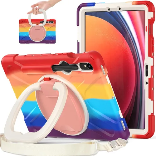 Vista 109 de 360 Rotation Case for Galaxy Tab ActivePro/Tab Active4 Pro/Active 5 Pro 10.1" Sturdy Cover Rotate Ring Stand Shoulder Carrying Strap Hand Strap